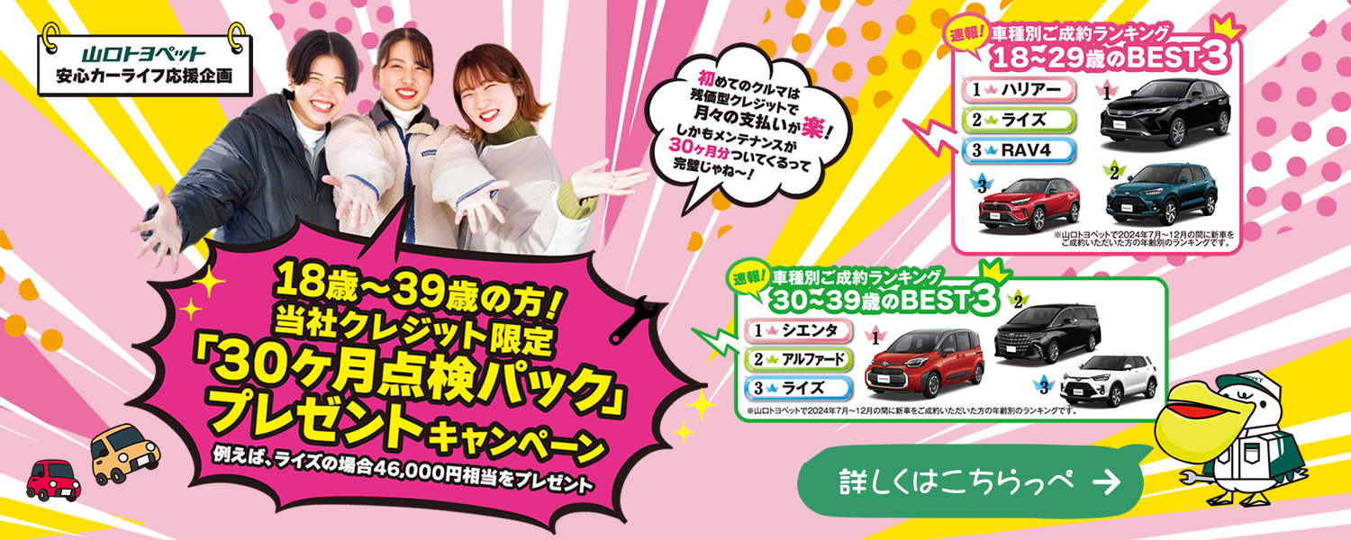 安心カーライフ応援企画「30か月点検パック」プレゼントキャンペーン