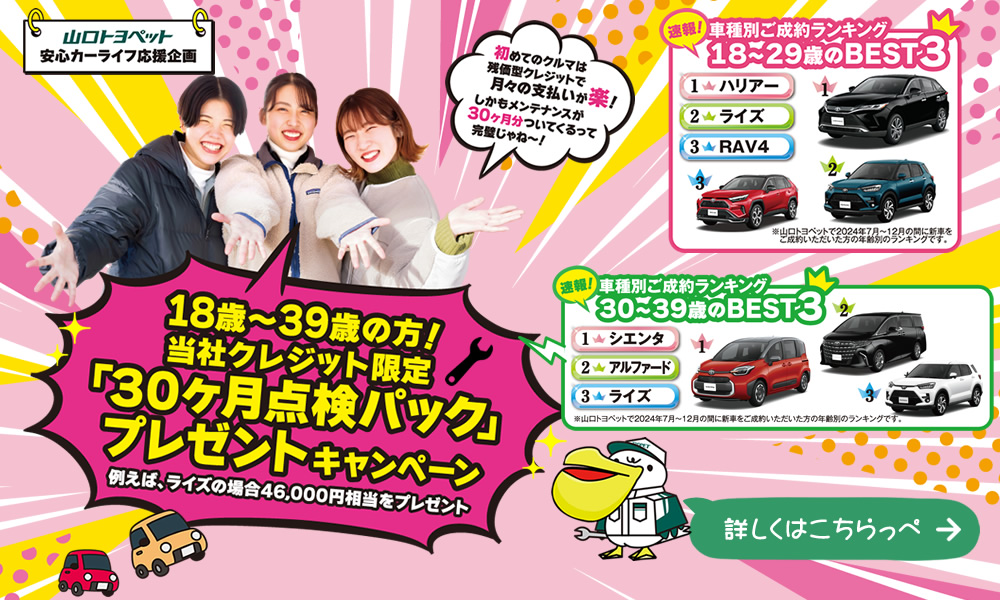安心カーライフ応援企画「30か月点検パック」プレゼントキャンペーン