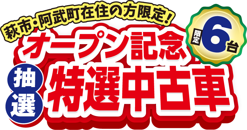 抽選で限定6台特選中古車を限定販売!